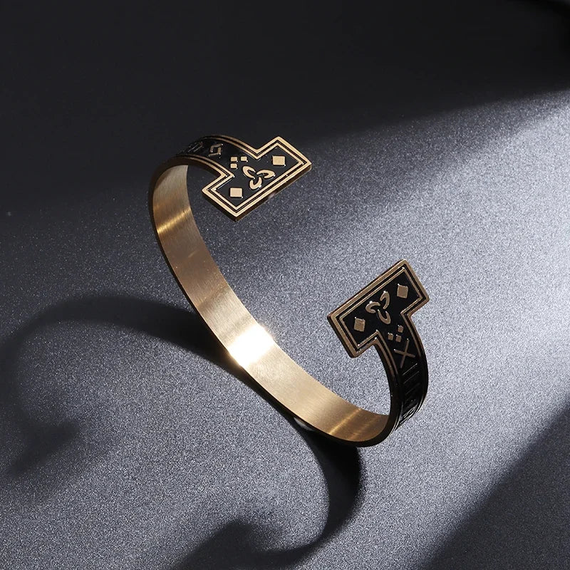 Ayatul Kursi Stainless Steel Bracelet Islamic Muslim Quran Verse Cuff Bracelet for Men Women Ramadhan Festival Jewelry Gift