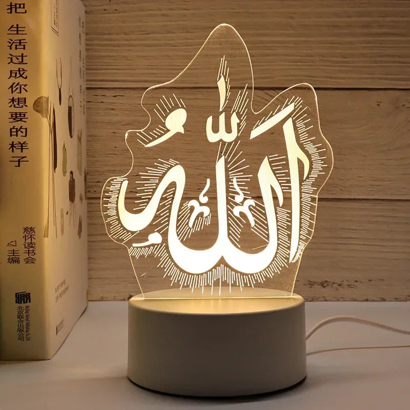 3D Moon Castle Acrylic LED Night Light Eid Mubarak Festival Ornaments Islamic Muslim Party Supplies 2025 Ramadan Home Decoration