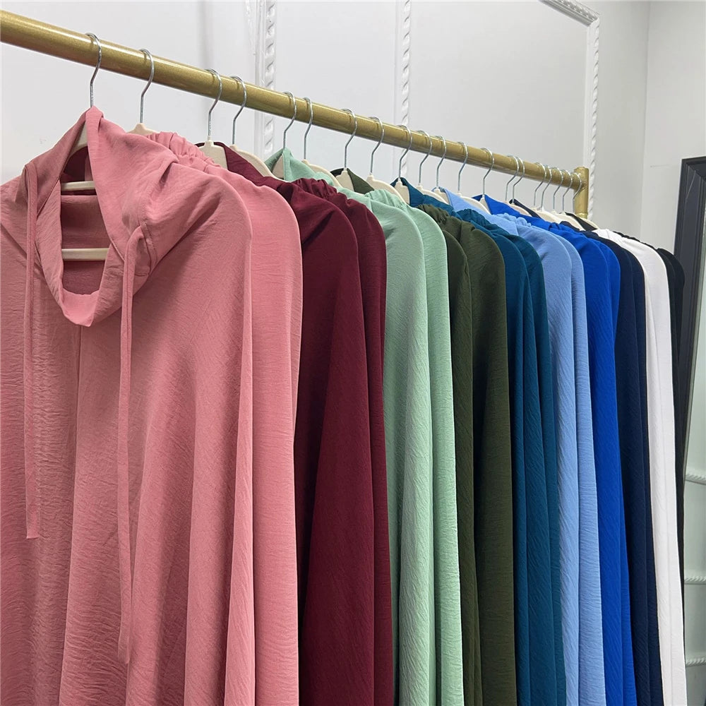 2pcs Overhead Hooded Khimar Skirt Set Women Muslim Prayer Garment Islamic Clothing Full Cover Abaya Pray Dress Burqa Robe Abayas