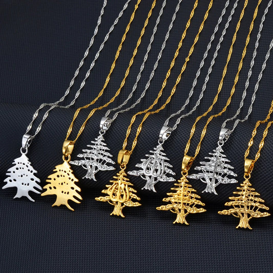 Anniyo Liban Pendants Necklaces Lebanese Cedar Jewelry Lebanon Map Allah Symbol #251506
