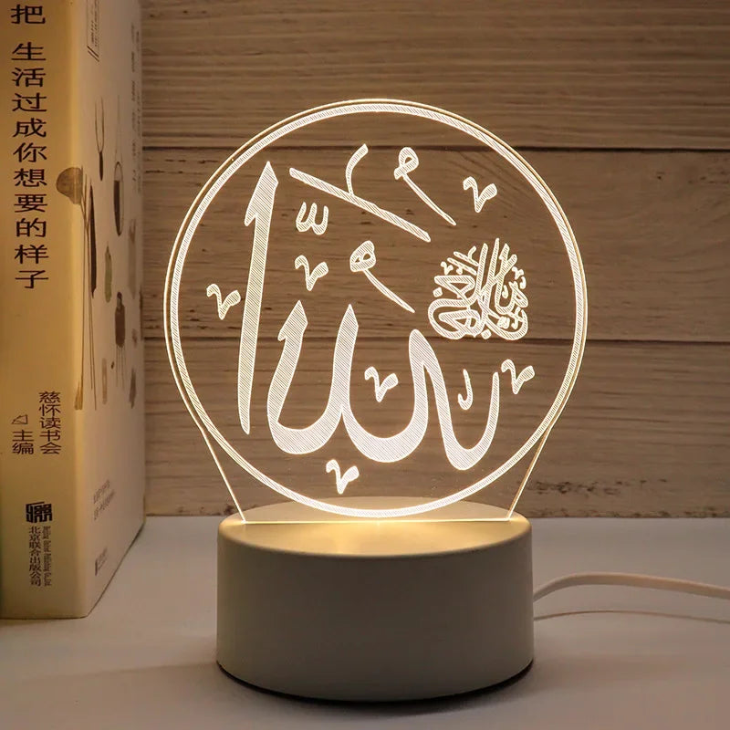 3D Moon Castle Acrylic LED Night Light Eid Mubarak Festival Ornaments Islamic Muslim Party Supplies 2025 Ramadan Home Decoration